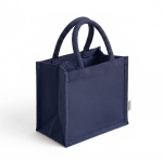 Middelgrote gelamineerde tas van gerecycled katoen 220 g/m² kleur marineblauw vijfde weergave