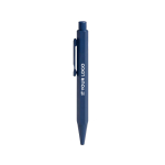 Aluminium pen met drukmechanisme en blauwe inkt kleur marineblauw met afdrukgebied