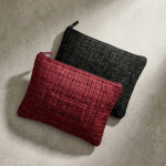 Platte polyester toilettas met boucléafwerking en rits 270 g/m² eerste weergave