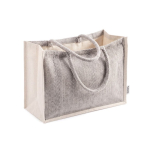 Tas van gerecycled katoen met brede bodem en zijvouw 530 g/m² kleur grijs tweede weergave