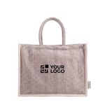 Tas van gerecycled katoen met brede bodem en zijvouw 530 g/m² kleur grijs met afdrukgebied