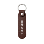 Langwerpige sleutelhanger van synthetisch leer met geschenkdoos kleur bruin met afdrukgebied