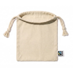 Kleine Fairtrade katoenen zak met natuurlijke afwerking 105 g/m² kleur naturel derde weergave