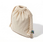 Kleine Fairtrade katoenen zak met natuurlijke afwerking 105 g/m² kleur naturel vierde weergave