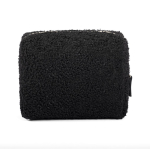 Polyester toilettas met sherpa-afwerking en rits 360 g/m² kleur zwart gedetailleerde weergave