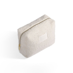 Polyester toilettas met sherpa-afwerking en rits 360 g/m² kleur naturel derde weergave