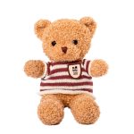 Polyester teddybeer met personaliseerbare gebreide trui kleur naturel met afdrukgebied
