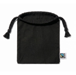 Zwarte Fairtrade katoenen trekkoordzak 105 g/m² kleur zwart derde weergave