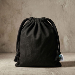 Zwarte Fairtrade katoenen trekkoordzak 105 g/m² eerste weergave