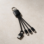 4-in-1-multilaadkabel met karabijnhaak 10 W kleur zwart derde weergave