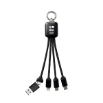 4-in-1-multilaadkabel met karabijnhaak 10 W kleur zwart met afdrukgebied