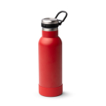 Fles van gerecycled roestvrij staal met openingsknop 480 ml kleur rood eerste gebruiksweergave
