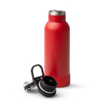 Fles van gerecycled roestvrij staal met openingsknop 480 ml kleur rood detailweergave 2
