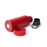Fles van gerecycled roestvrij staal met openingsknop 480 ml kleur rood detailweergave 3