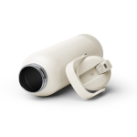 Dubbelwandige gerecyclede RVS-fles met handgreep en rietje 730 ml kleur beige detailweergave 3