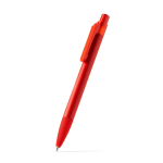 Aluminium balpen met doorschijnende details en blauwe inkt kleur rood eerste gebruiksweergave