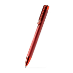 Aluminium balpen met matte metalen afwerking en blauwe inkt kleur rood eerste gebruiksweergave