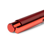 Aluminium balpen met matte metalen afwerking en blauwe inkt kleur rood detailweergave 2