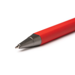Drukpen van gerecycled aluminium met rubber coating, blauwe inkt kleur rood detailweergave 1