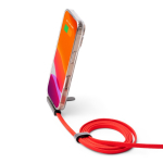 Opvouwbare USB-C-oplaadkabel met telefoonhouder 60 W kleur rood detailweergave 2