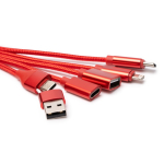 7-in-1-multilaadkabel van gerecycled aluminium kleur rood detailweergave 1