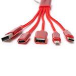 7-in-1-multilaadkabel van gerecycled aluminium kleur rood detailweergave 2