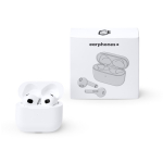 Draadloze kunststof oordopjes met handsfreefunctie en Bluetooth kleur wit detailweergave 1