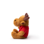 Zittende rendierknuffel van zacht polyester met effen T-shirt kleur rood detailweergave 1