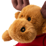 Zittende rendierknuffel van zacht polyester met effen T-shirt kleur rood detailweergave 2