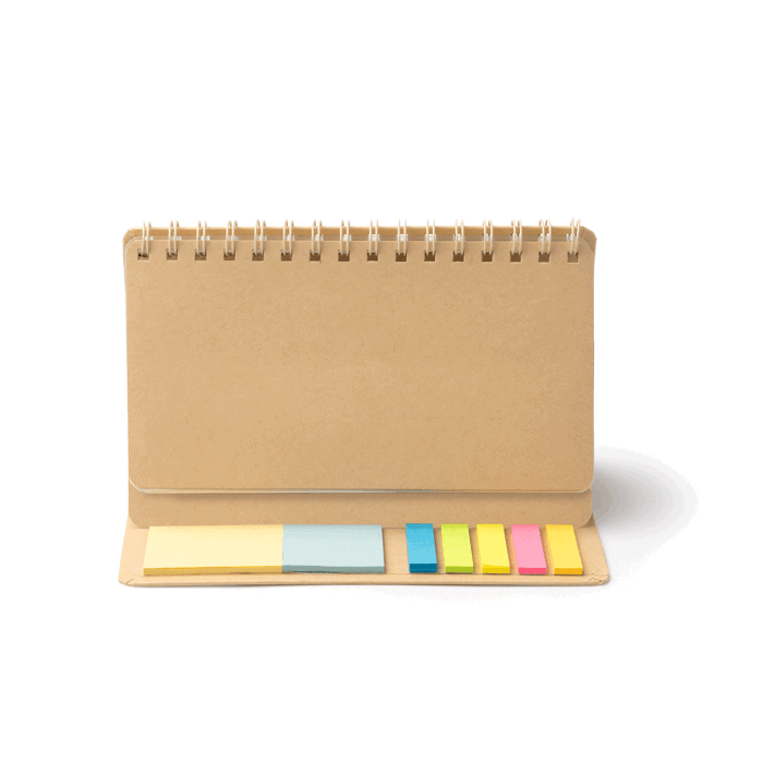 Planner van gerecycled karton met harde kaft en ringen kleur naturel