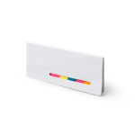 Kartonnen memoblok met gekleurde plakmemo's en minimemo's kleur wit eerste gebruiksweergave