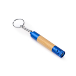 Bamboe pen met ledlampje, metalen details en blauwe inkt kleur koningsblauw eerste gebruiksweergave