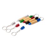 Bamboe pen met ledlampje, metalen details en blauwe inkt kleur koningsblauw detailweergave 1