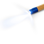 Bamboe pen met ledlampje, metalen details en blauwe inkt kleur koningsblauw detailweergave 2