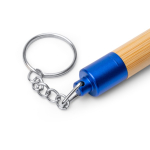 Bamboe pen met ledlampje, metalen details en blauwe inkt kleur koningsblauw detailweergave 4