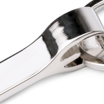 Glanzende metalen sleutelhanger met pin voor sleutels kleur zilver detailweergave 1