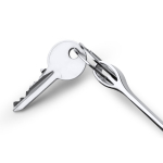 Glanzende metalen sleutelhanger met pin voor sleutels kleur zilver detailweergave 3