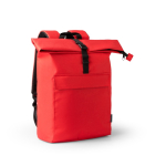 Eco polyester rugzak met uitbreidbaar hoofdvak voor 15'' kleur rood eerste gebruiksweergave