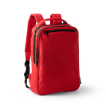 Rugzak van gerecycled polyester met gevoerde rug en banden 14'' kleur rood eerste gebruiksweergave