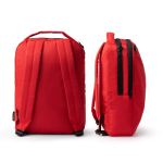 Rugzak van gerecycled polyester met gevoerde rug en banden 14'' kleur rood detailweergave 4