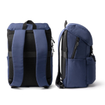 Rugzak van gerecycled polyester met klep en gespen 15” kleur marineblauw detailweergave 6