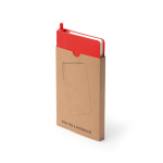 Gelinieerd A6-notitieboek met harde kaft van kunstleer en pen kleur rood eerste gebruiksweergave
