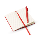 Gelinieerd A6-notitieboek met harde kaft van kunstleer en pen kleur rood detailweergave 1