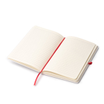 Gelinieerd A5-notitieboek van karton met penhouder kleur rood detailweergave 1