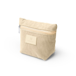 Corduroy toilettas met ritssluiting en patch van synthetisch leer detailweergave 2