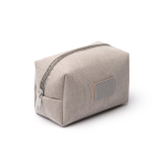 Corduroy toilettas met patch van synthetisch leer en ritssluiting kleur grijs eerste gebruiksweergave