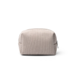 Corduroy toilettas met patch van synthetisch leer en ritssluiting kleur grijs detailweergave 2