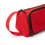Toilettas van gerecycled polyester met bovenopening en handvat kleur rood detailweergave 1