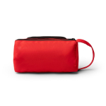 Toilettas van gerecycled polyester met bovenopening en handvat kleur rood detailweergave 4