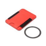 Magnetische kaarthouder van kunstleer met twee vakken kleur rood detailweergave 3